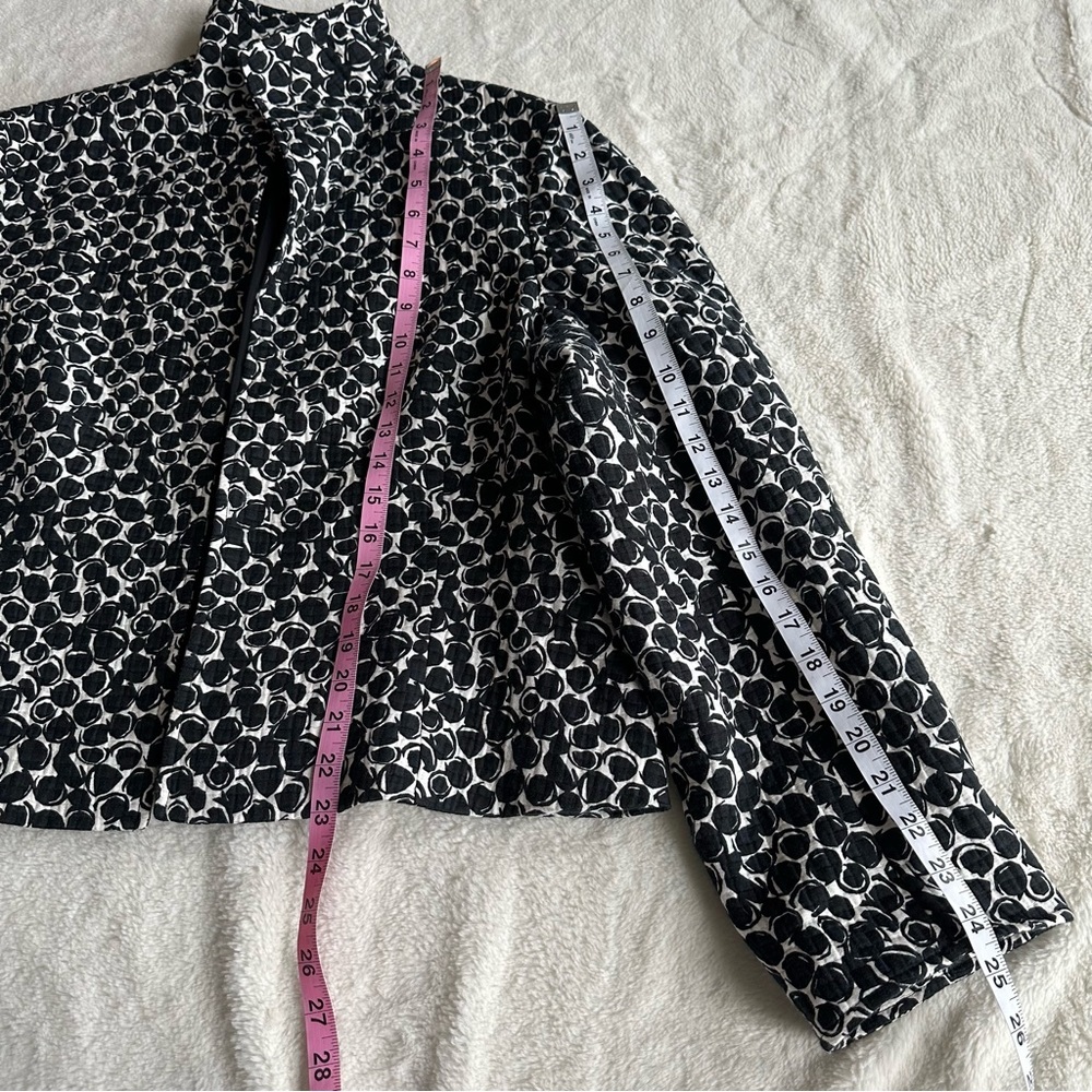Lafayette 148 Cotton Silk Black White Geometric Circles Blazer XL (16) - Picture 7 of 14